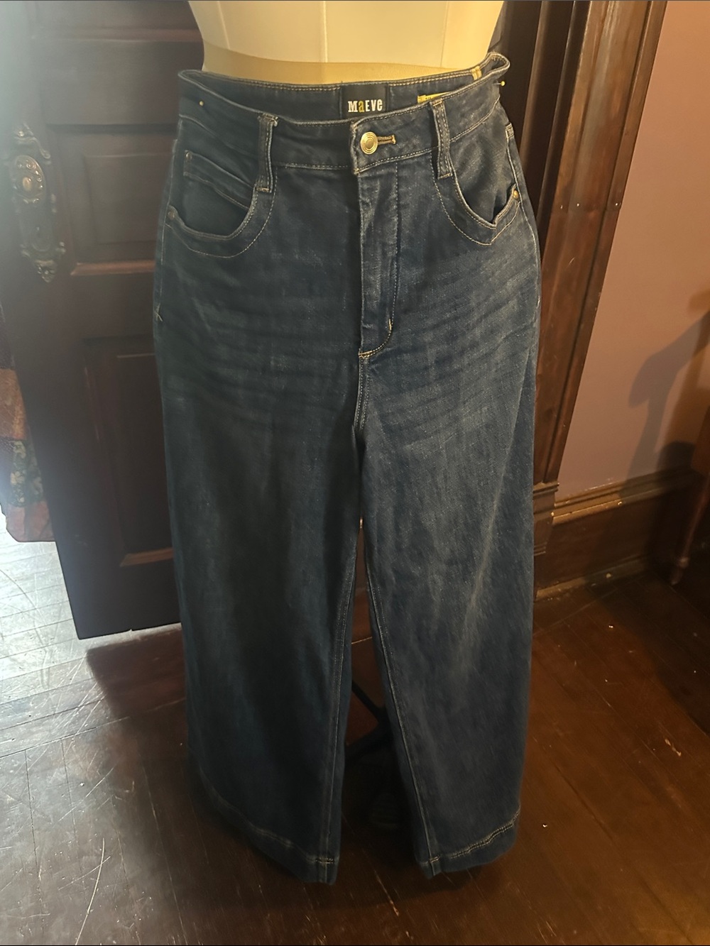 Maeve Women’s Wide Leg Dark Blue Jeans